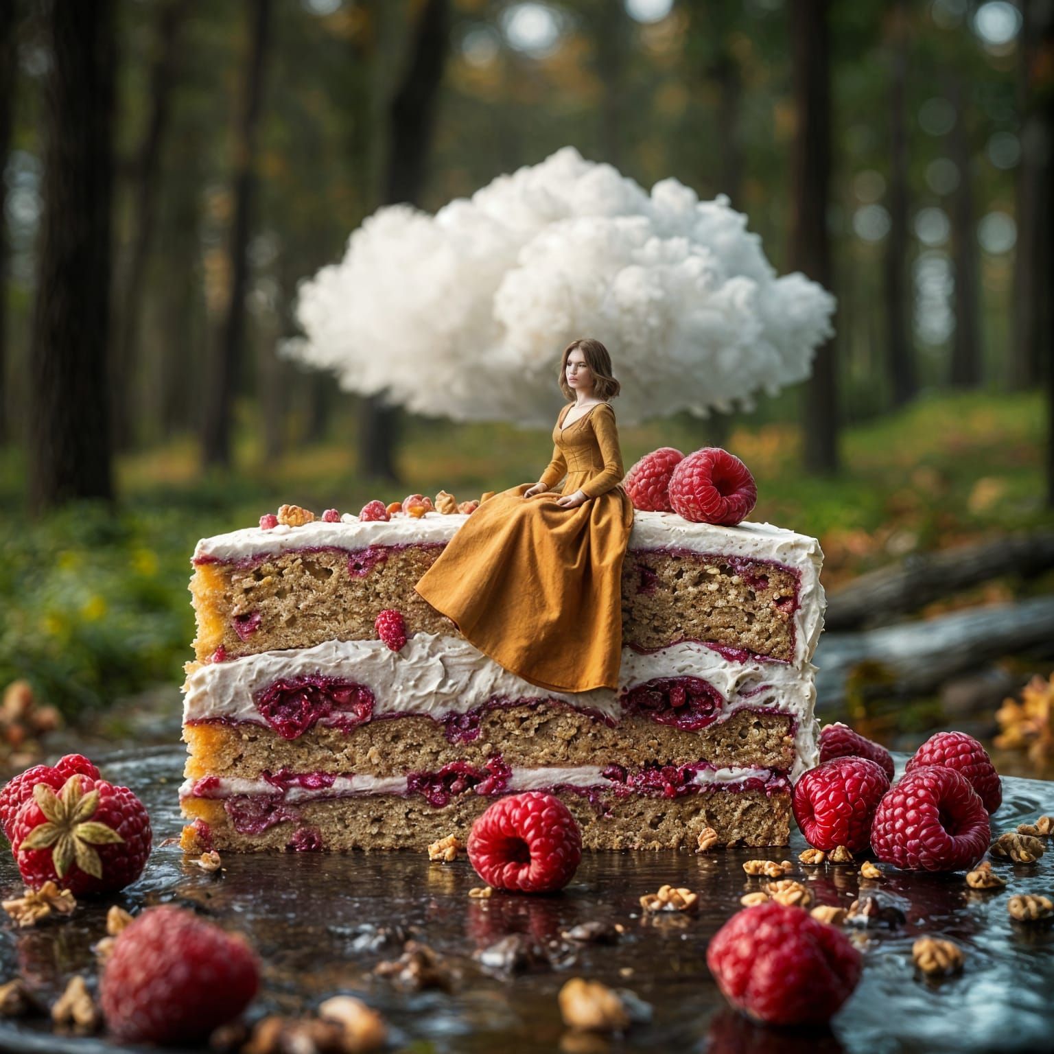 Fashionable Cake Slice in Dreamy 18th Century Cloud