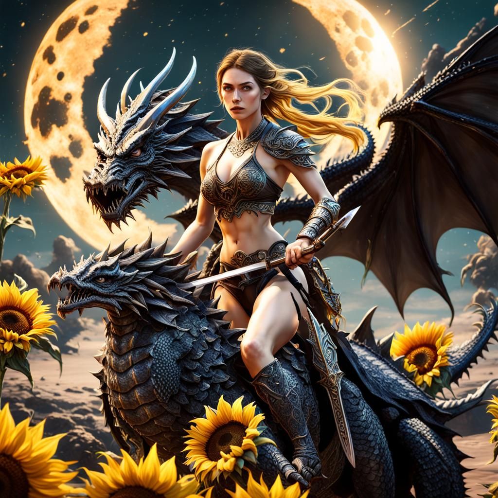 Dragon Rider on the Moon: Fantasy Concept Art