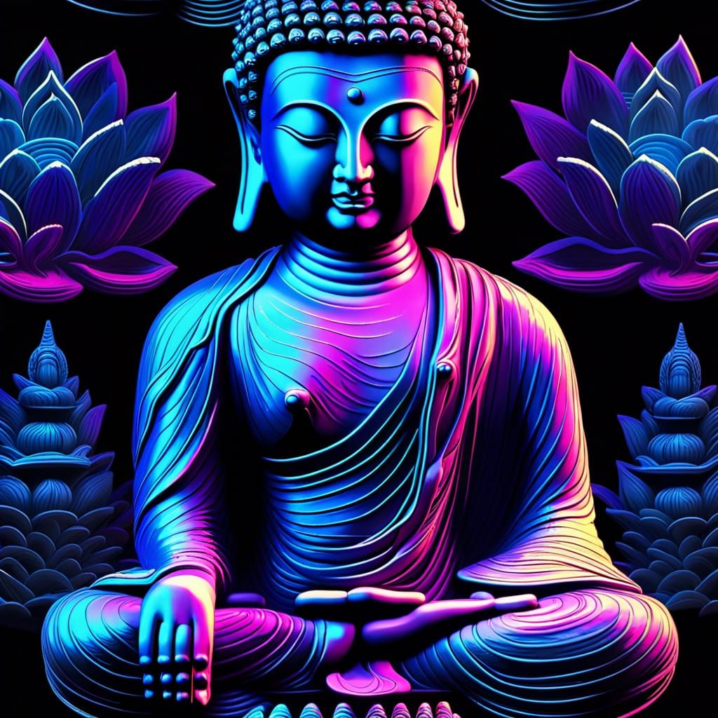 Fluorescent Buddha Statue in 3D