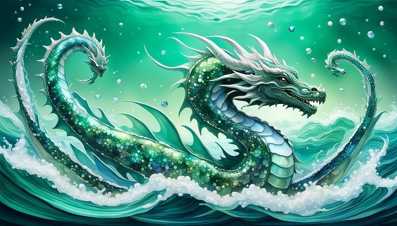 Iridescent Dragon Swimming in Abalone Ocean