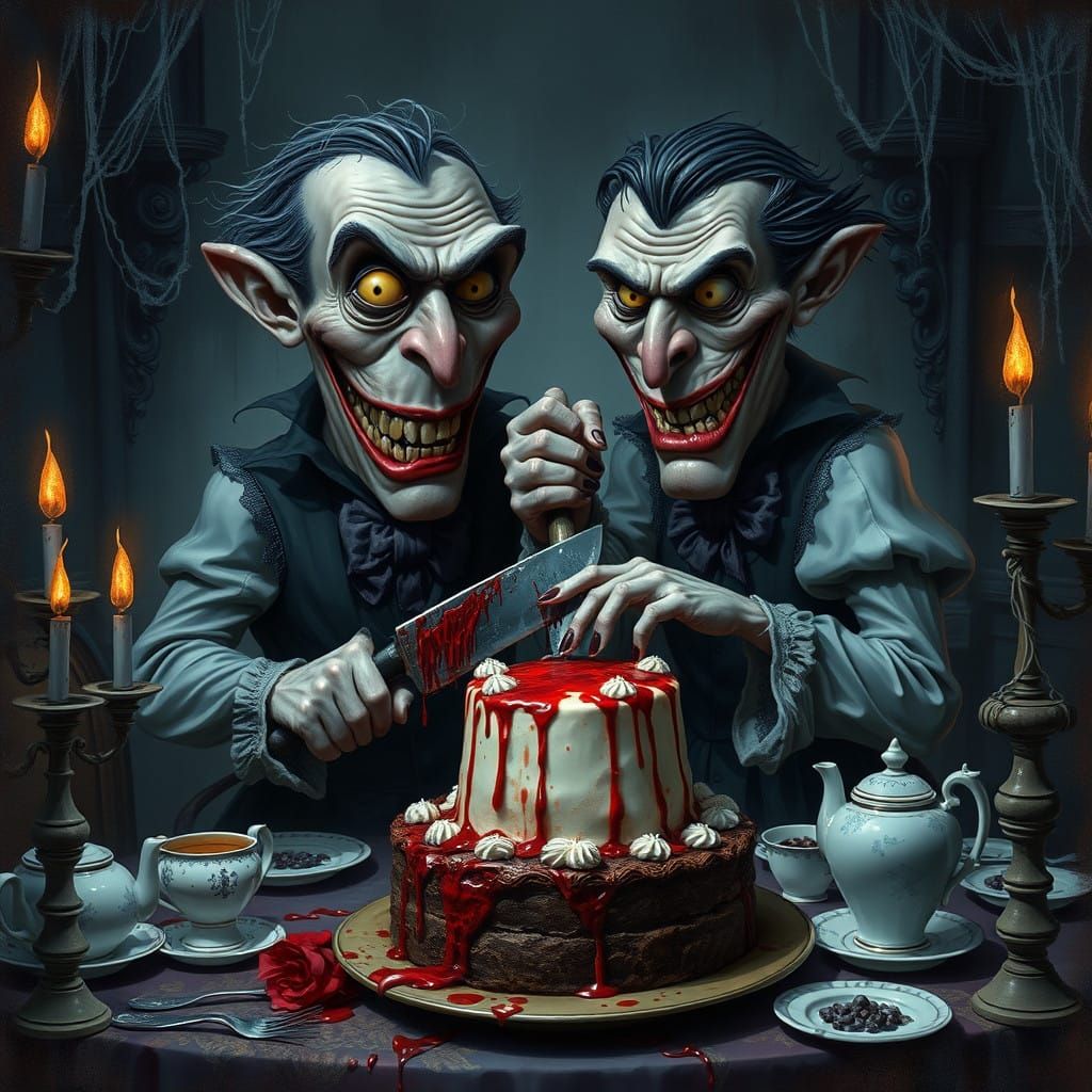 Ethereal Macabre Scene in Dark Gothic Style