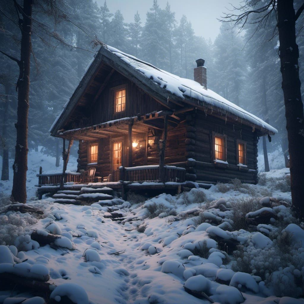Snowstorm Assaults Abandoned Cabin
