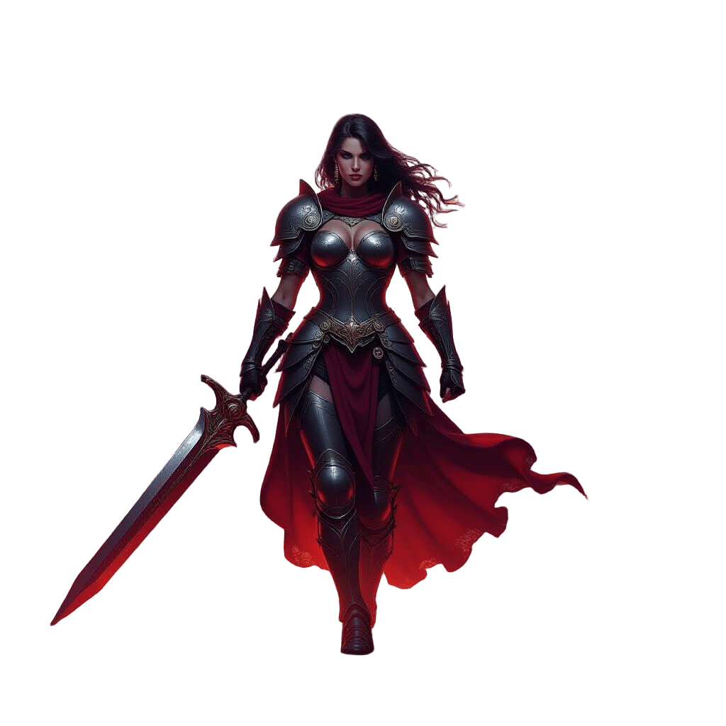 Female Ares Triumphant on Fiery Battlefield in Renaissance S...