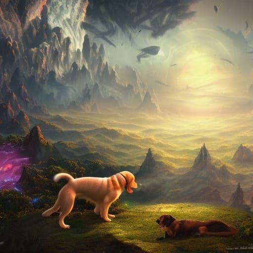 Dogs in Heaven: Detailed Matte Painting