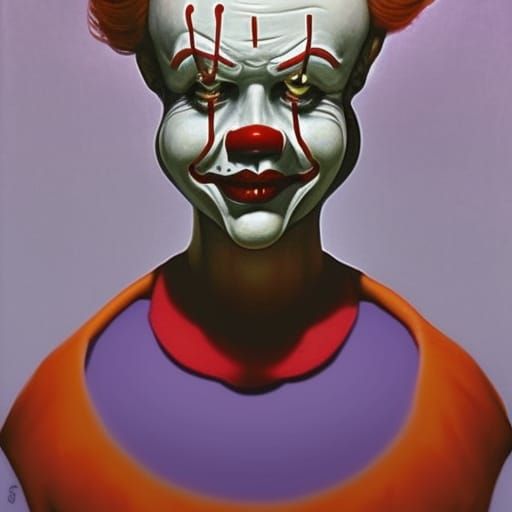 Pennywise with Balloon in Dark Horror Style