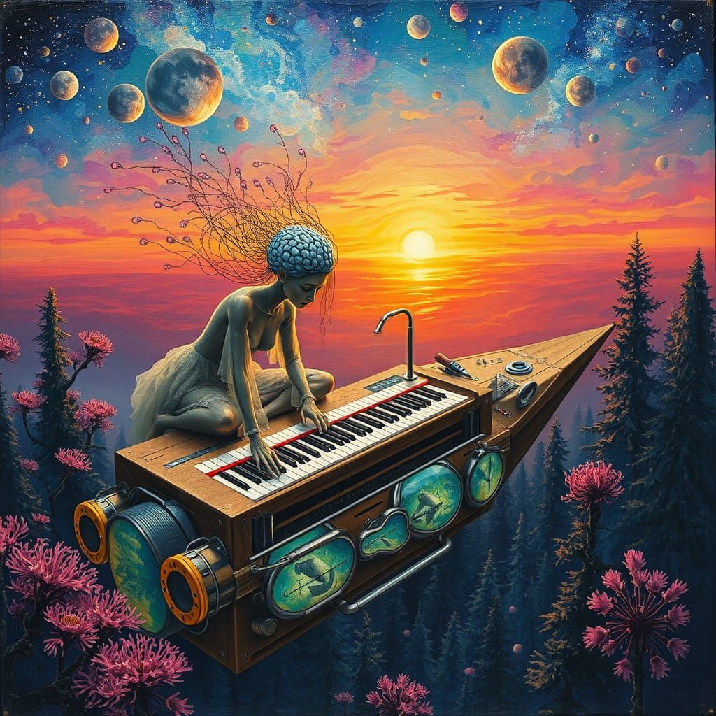 Surrealist Art Piece in Cyberpunk Galaxy