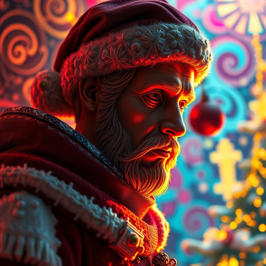 Dramatic Christmas Scene in Cyberpunk Art Style