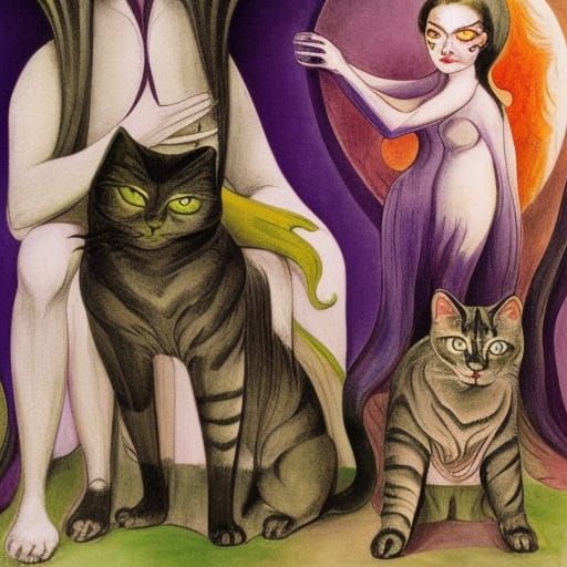 Vampire Lord with Cats: Dark Fantasy Art