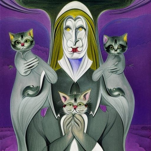 Vampire Lord with Cats: Dark Fantasy Art