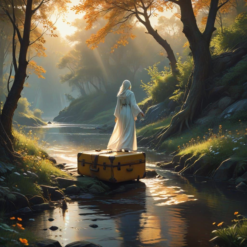 Enchanted River Goddess Unfolds Whimsical Fantasy from Suitc...