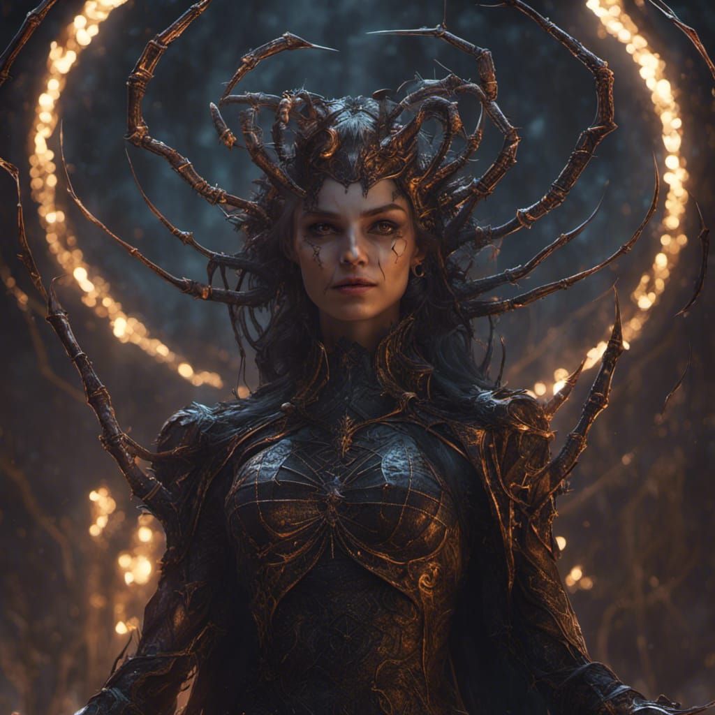 Hyperdetailed Spider Queen in Dark Fantasy Style