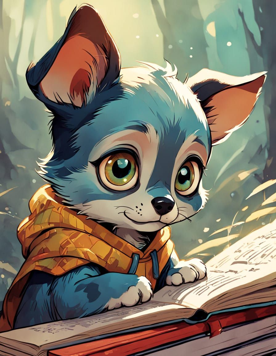 Whimsical Puppy with Oversized Ears in Classic Disney Style