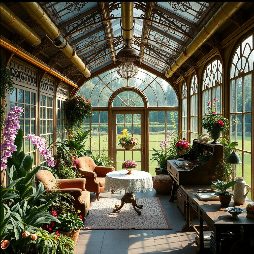 Victorian Steampunk Greenhouse Oasis