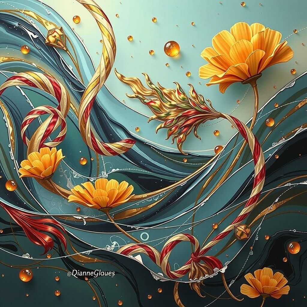 Abstract Swirling Gelato Colors with Stripes and Geometric S...