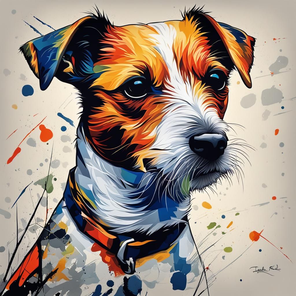 Energetic Jack Russell Terrier in Abstract Art Style