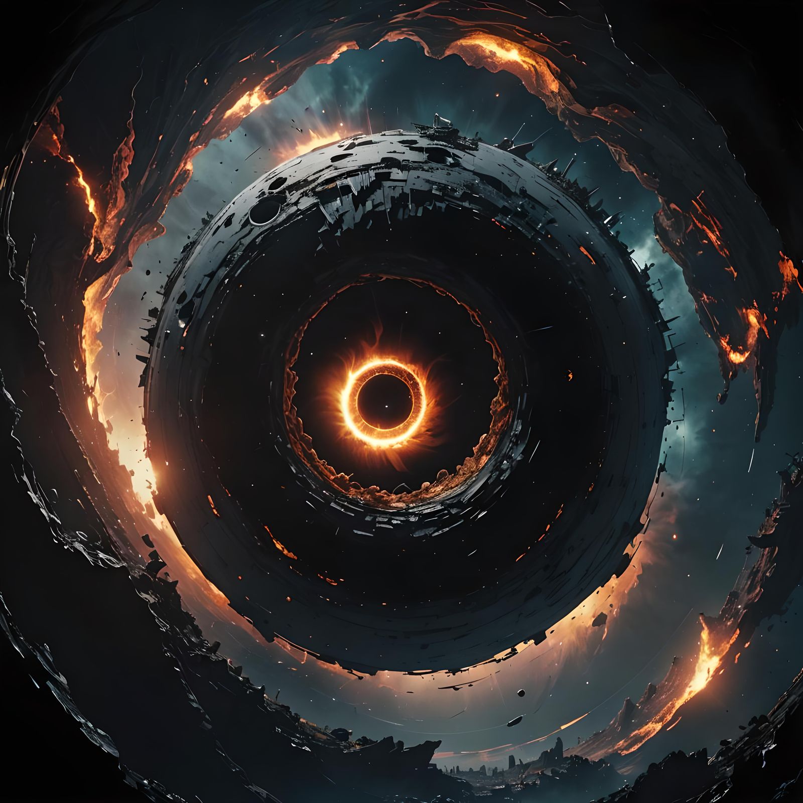 Dramatic Black Hole Swallows World: Cinematic Film Still