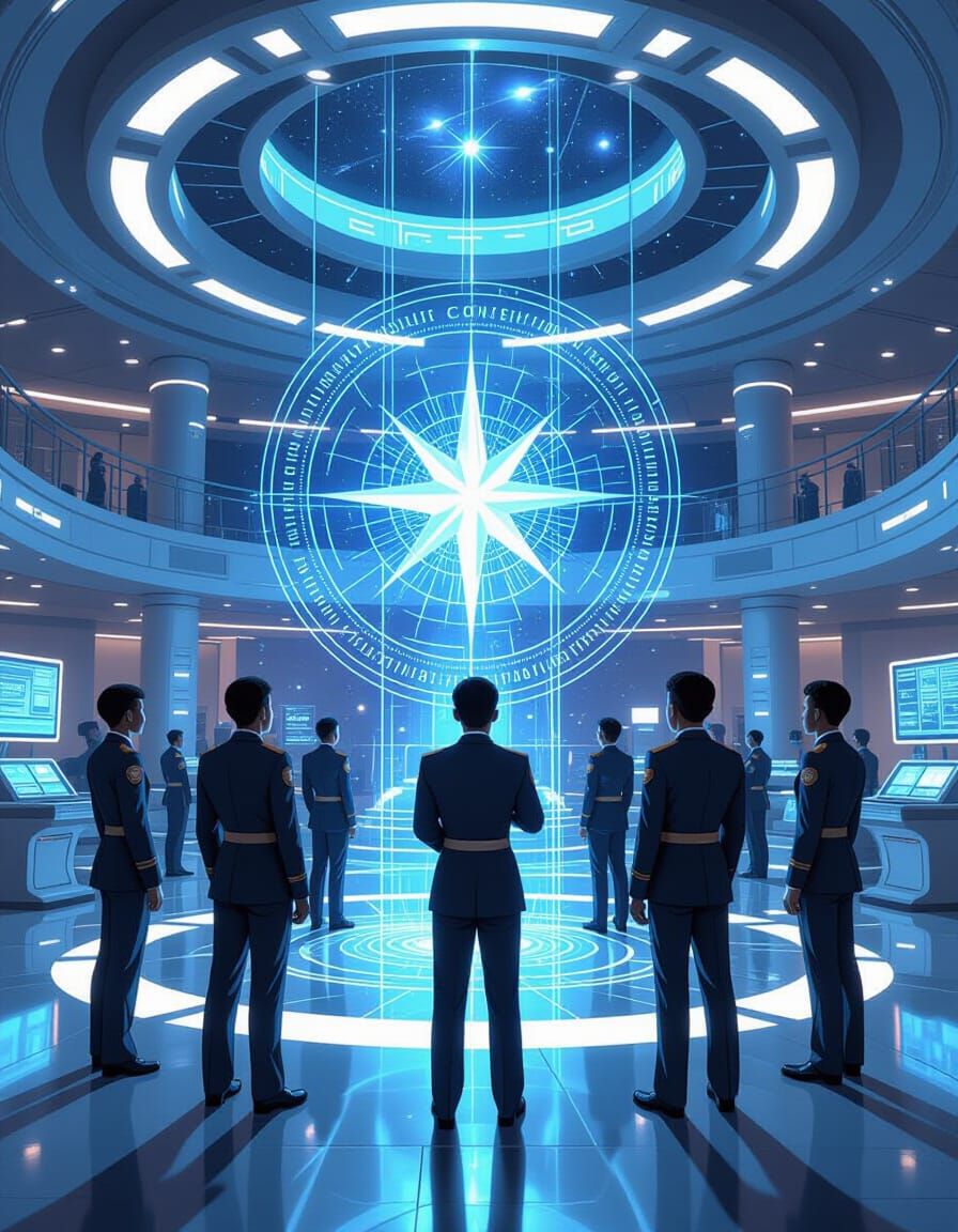 Futuristic Space Academy Training Holographic Cadets