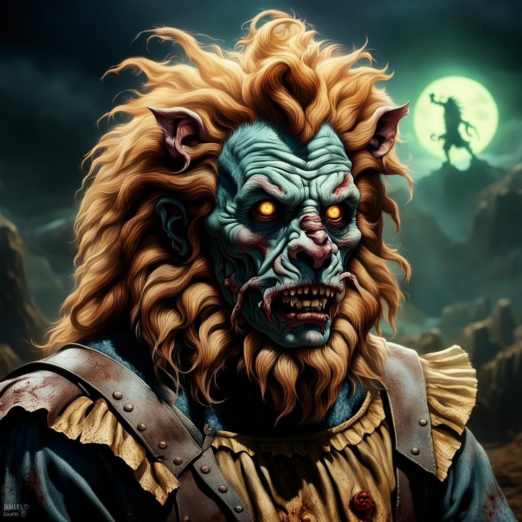 Zombie Cowardly Lion in Dystopian Oz