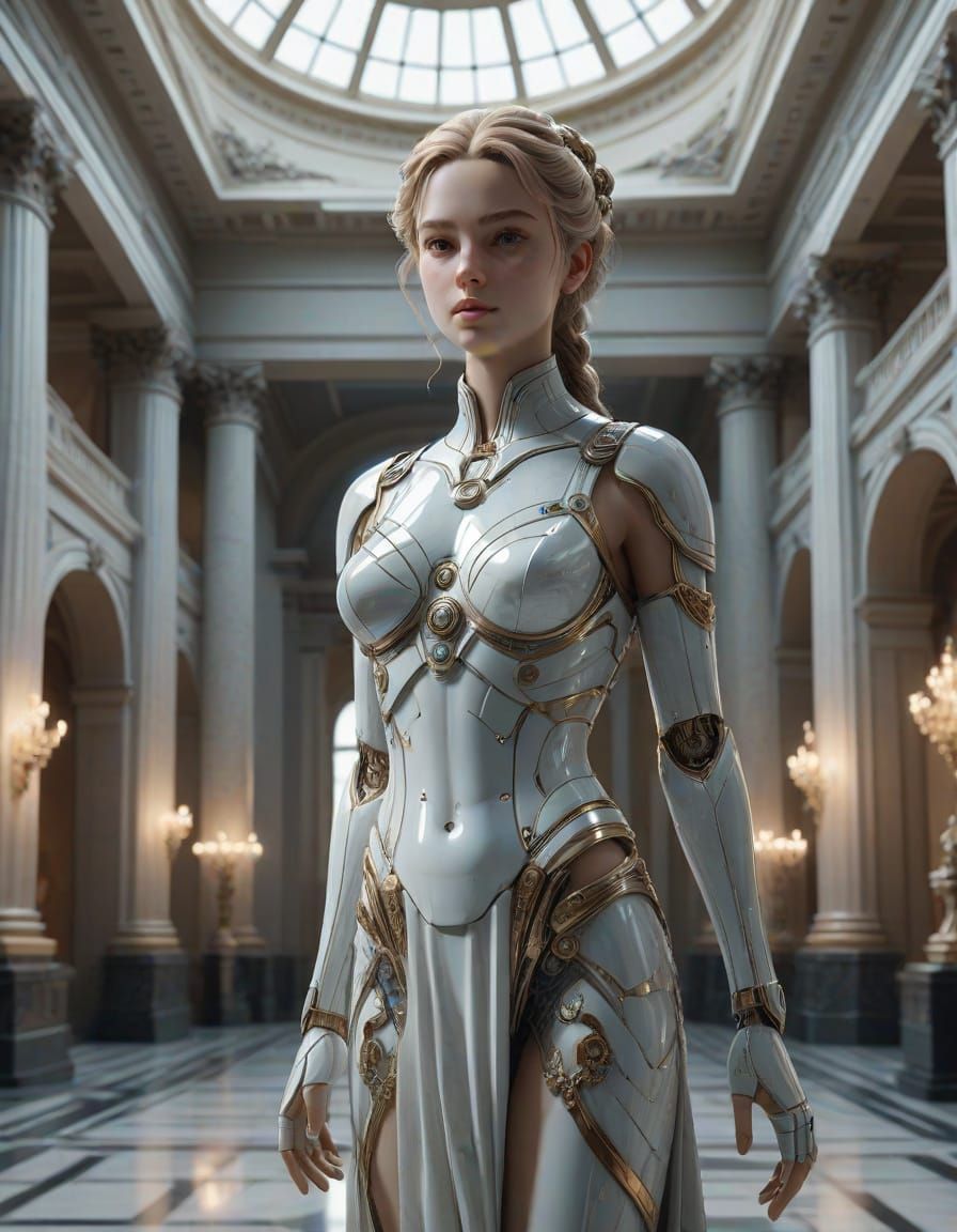 Neoclassical Tech Heroine Digital Sculpture