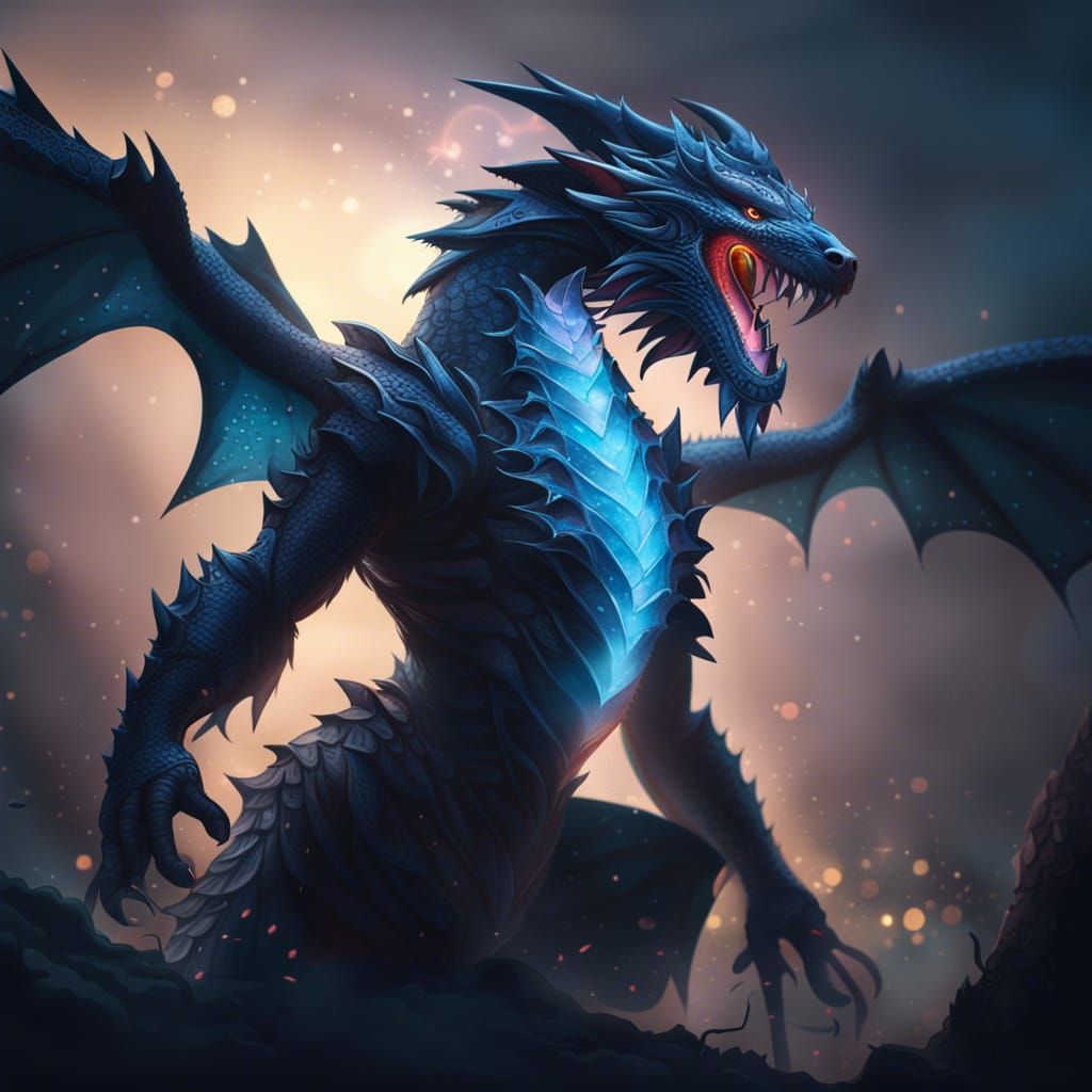 Dragon in Burning City: Dark Fantasy Concept Art