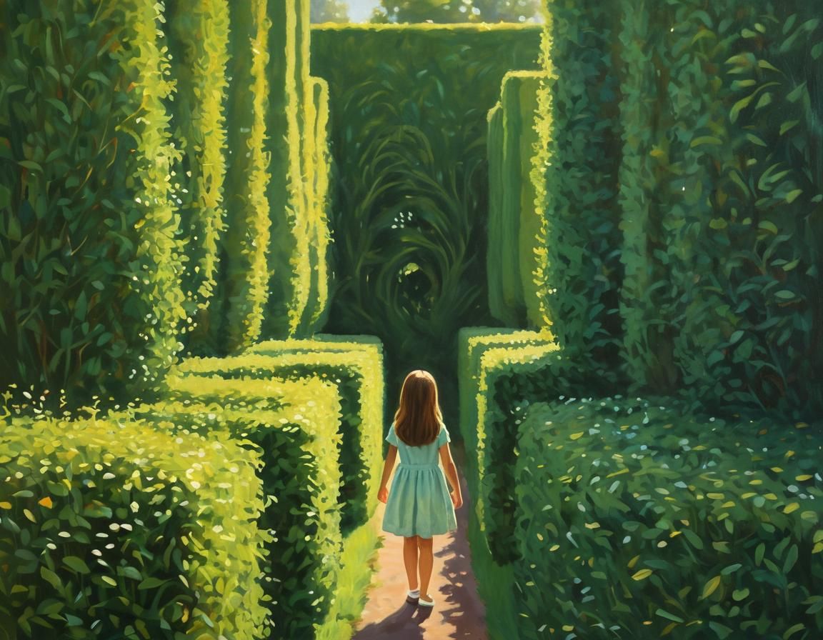 Girl in Maze: Impressionistic Painting