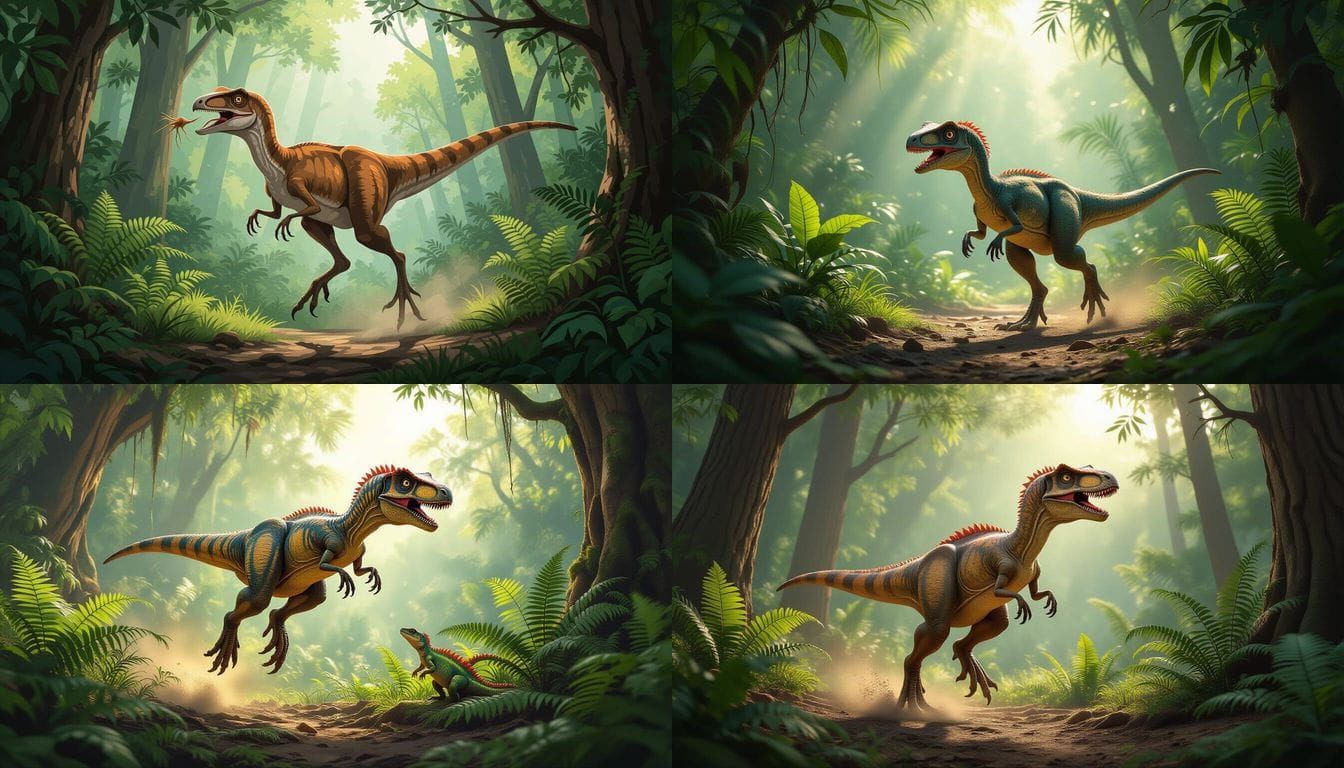 Compsognathus Leaping to Catch Prey