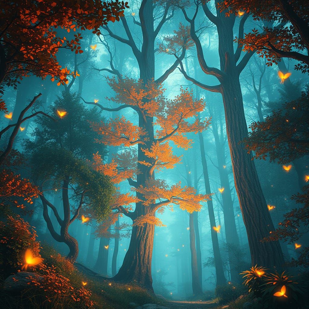 Ethereal Summer Woods Scene in Vibrant Splash Art Style