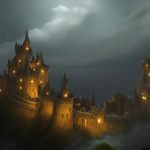 Stormy Night Castle: Detailed Matte Painting