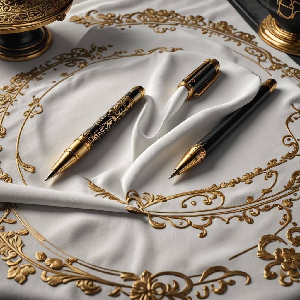 Golden Pens in English Teahouse: Detailed Matte Painting