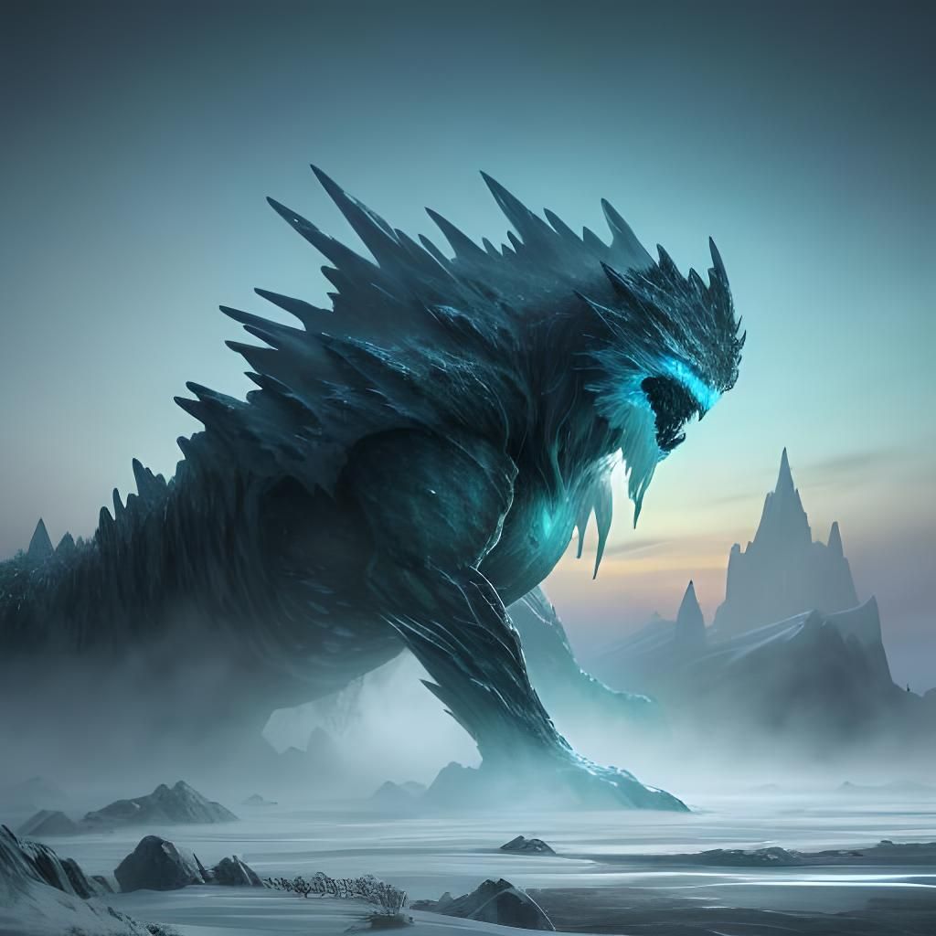 Fantastical Ice Creature in Detailed Matte Painting