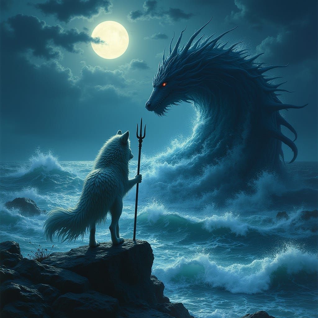 Wolf Master of Oceanic Fury in Biomechanical Darkness