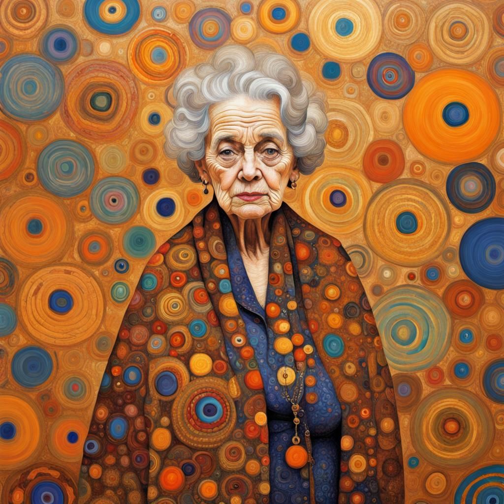 Elderly Woman Portrait in Decorative Style