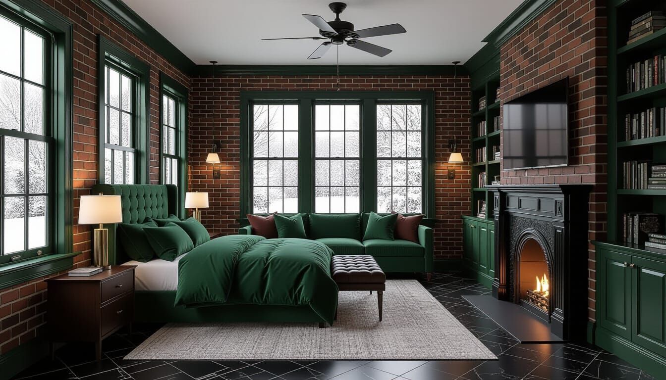 Victorian Bedroom with Snowy Views