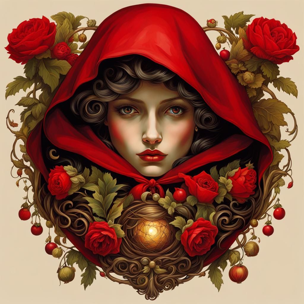 Secret Hiding::: sinister style of ::: Little Red Riding Hood