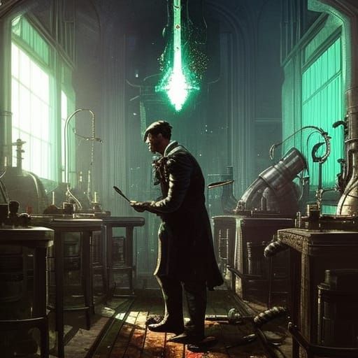 Mad Scientist Doing Experiments in Darkest Dungeon Style