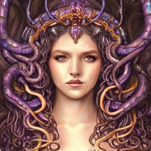 Beautiful Medusa Goddess in Art Nouveau Style