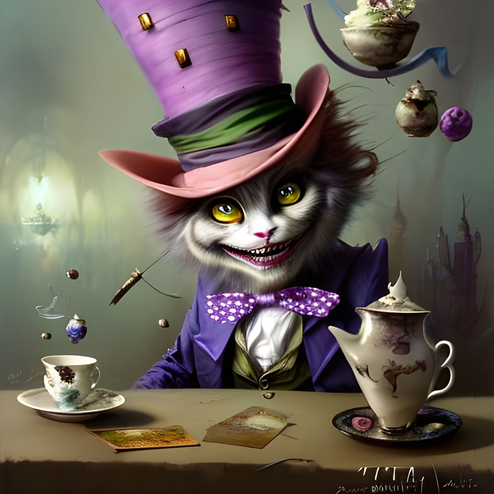 Mad Hatter Serves Cheshire Cat Tea