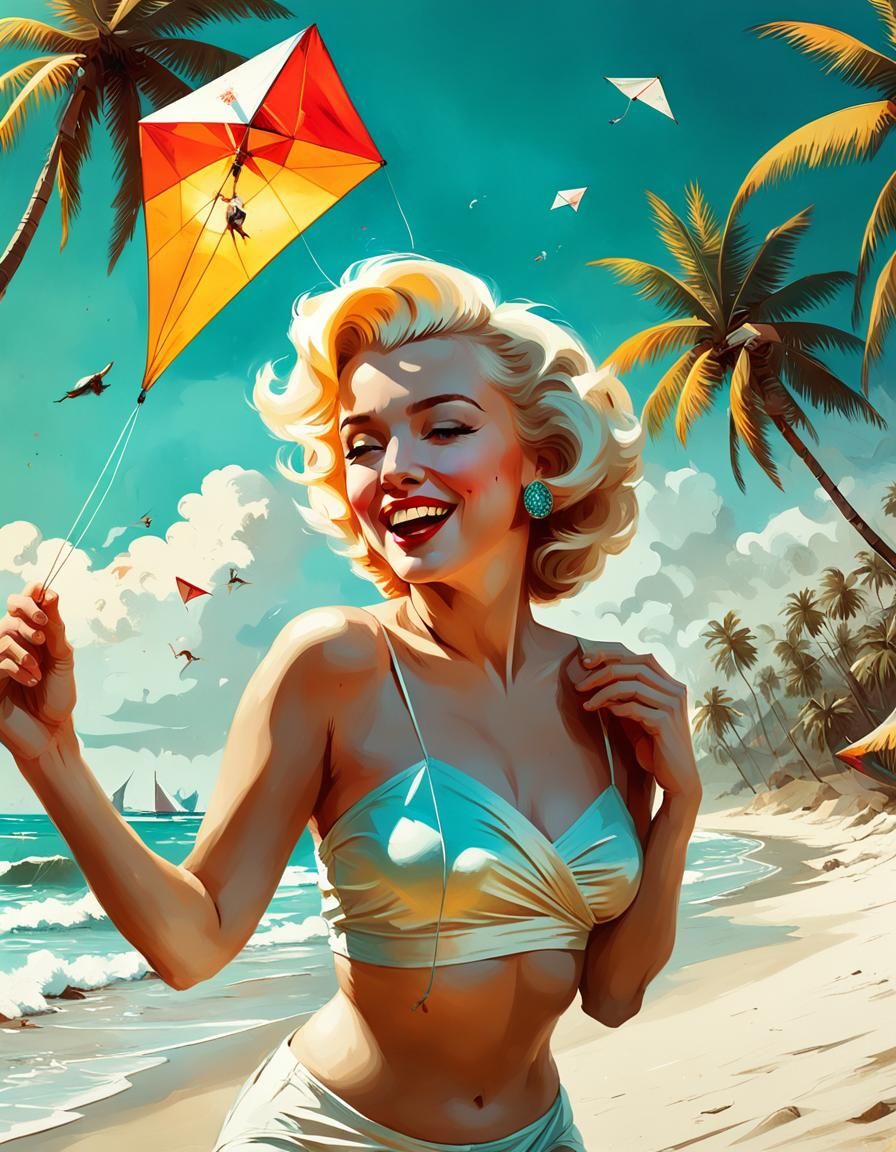 Marilyn Monroe and her kite