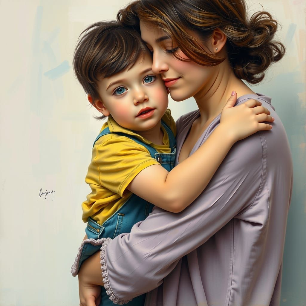 Young Mother and Adolescent Share Tender Embrace