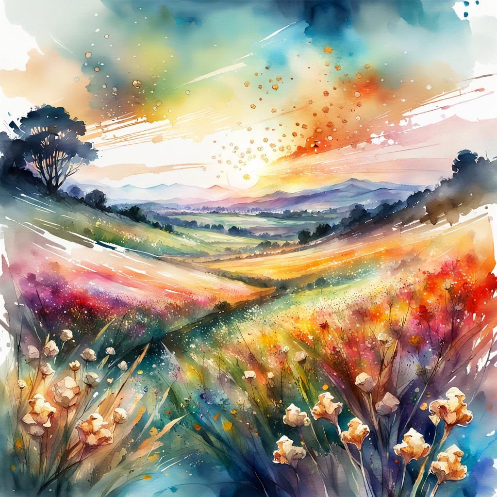 Popcorn Flowers Blooming in Sci-Fi Meadow