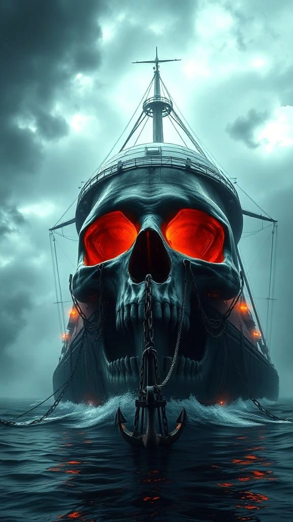 Ghost ship emerges from the depths of a mist-shrouded abyss 💀