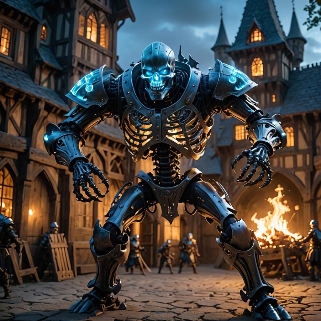 Skeleton Golem in Medieval Battle