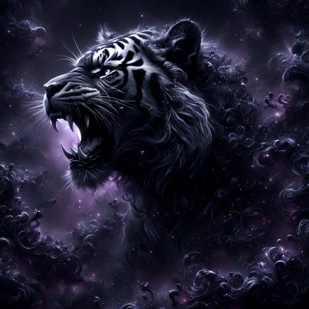Majestic Black Tiger with Subtle Sparkle Effect