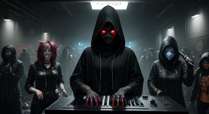 Neo-Noir Punk Rock Concert in a Post-Apocalyptic Warehouse