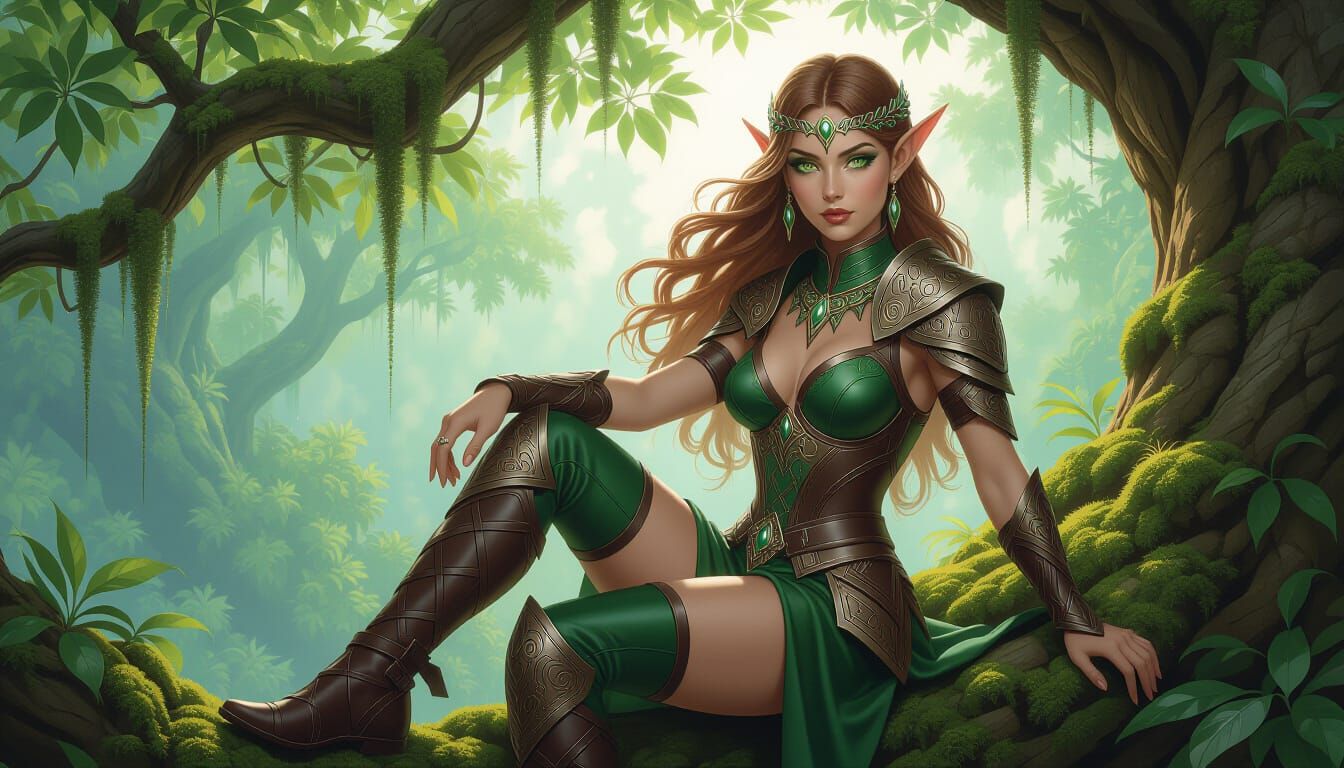 Elf in Rainforest, Mystical Realism Art