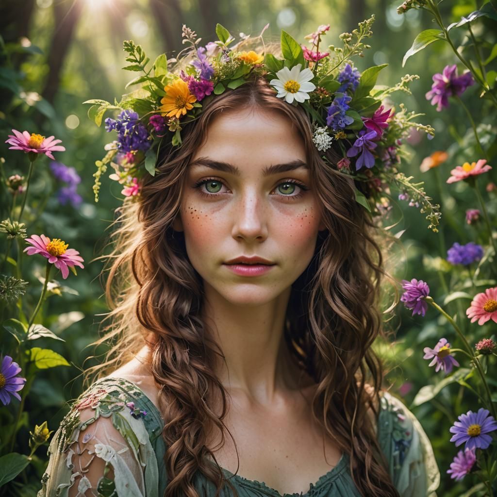 Enchanting Summer Fae Portrait in Natural Lighting