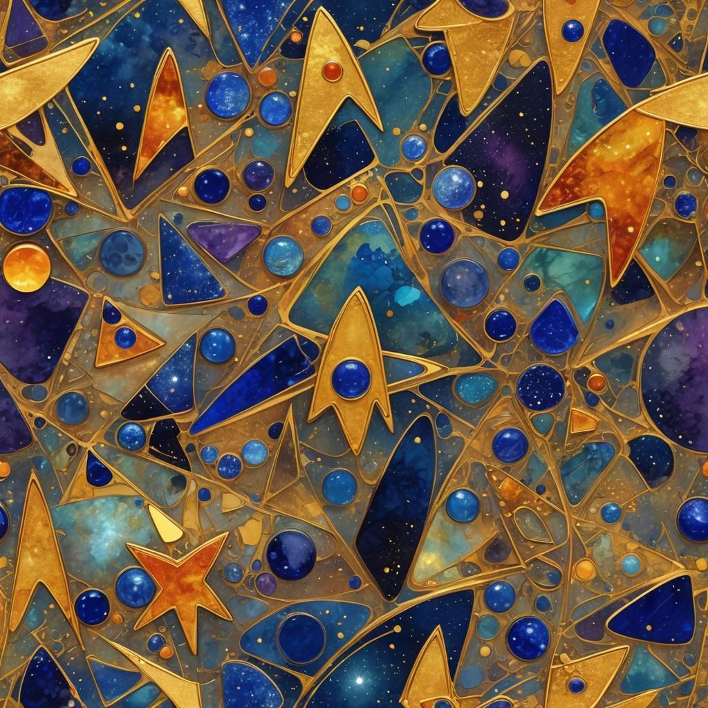 Lapis-lazuli and Gold Star Trek Communicators