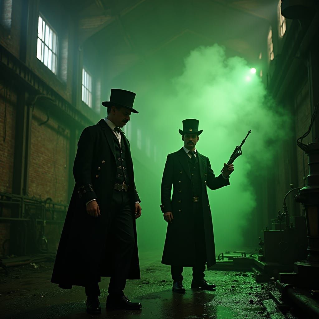 Tesla & Edison as Steampunk Ghostbusters in Victorian Mill