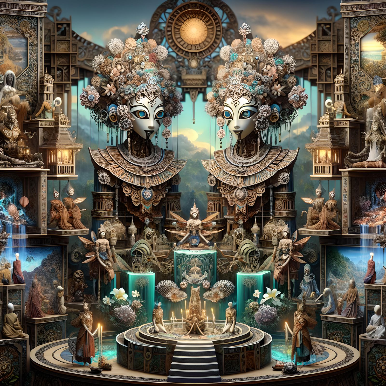 Ornate Dreamcore Puppets in Fantasynoir Style