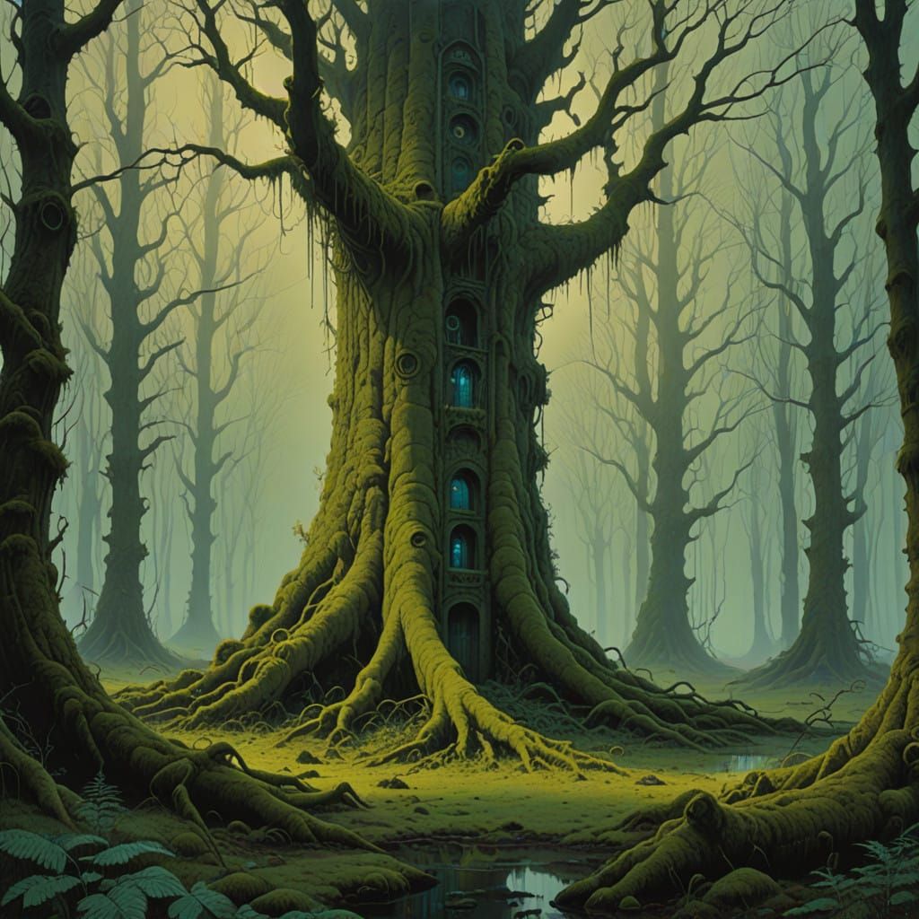 Whispering Emerald Grove in Dreamlike Fantasy Art